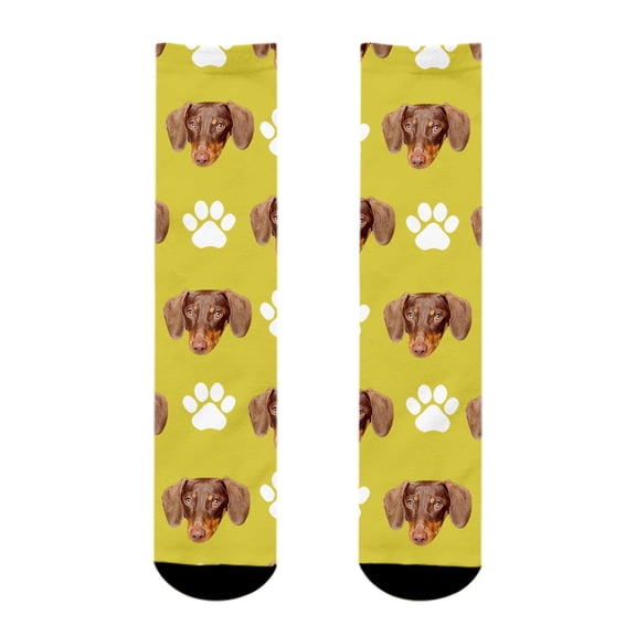 Unisex Dog Print Socks Funny Paw Pattern Soft Breathable Crew Socks Casual Fall Socks for Daily Wear
