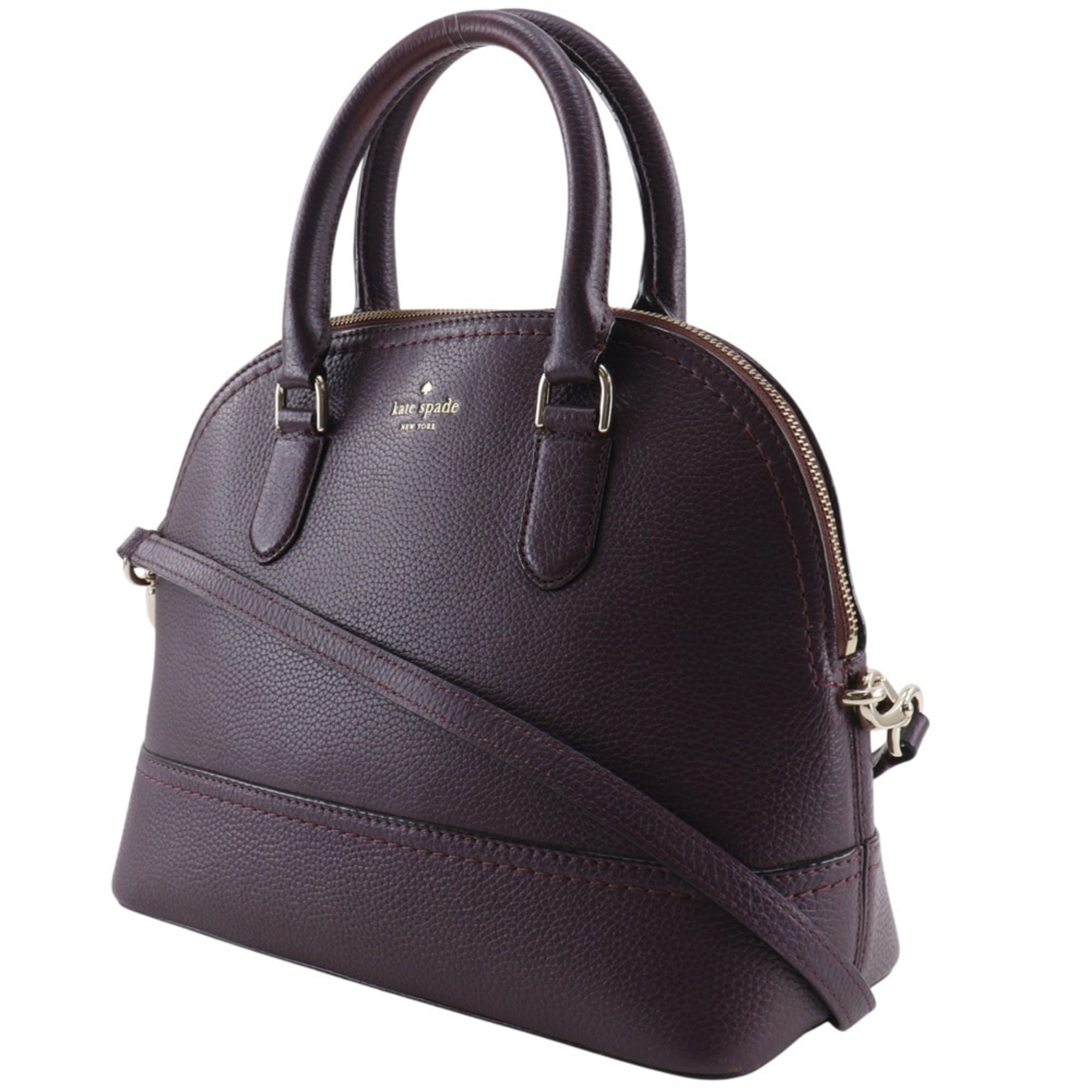 Pre-Owned Kate Spade 2-Way Shoulder Handbag, Leather, Purple, 2-Way, A5 Size, Zipper, Women's