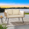 thumbnail image 3 of Dextrus All-Weather Wicker Loveseat Sofa with Beige Cushions & Lumbar Pillows – Perfect for Patio, Balcony, Deck, and Poolside, 3 of 7