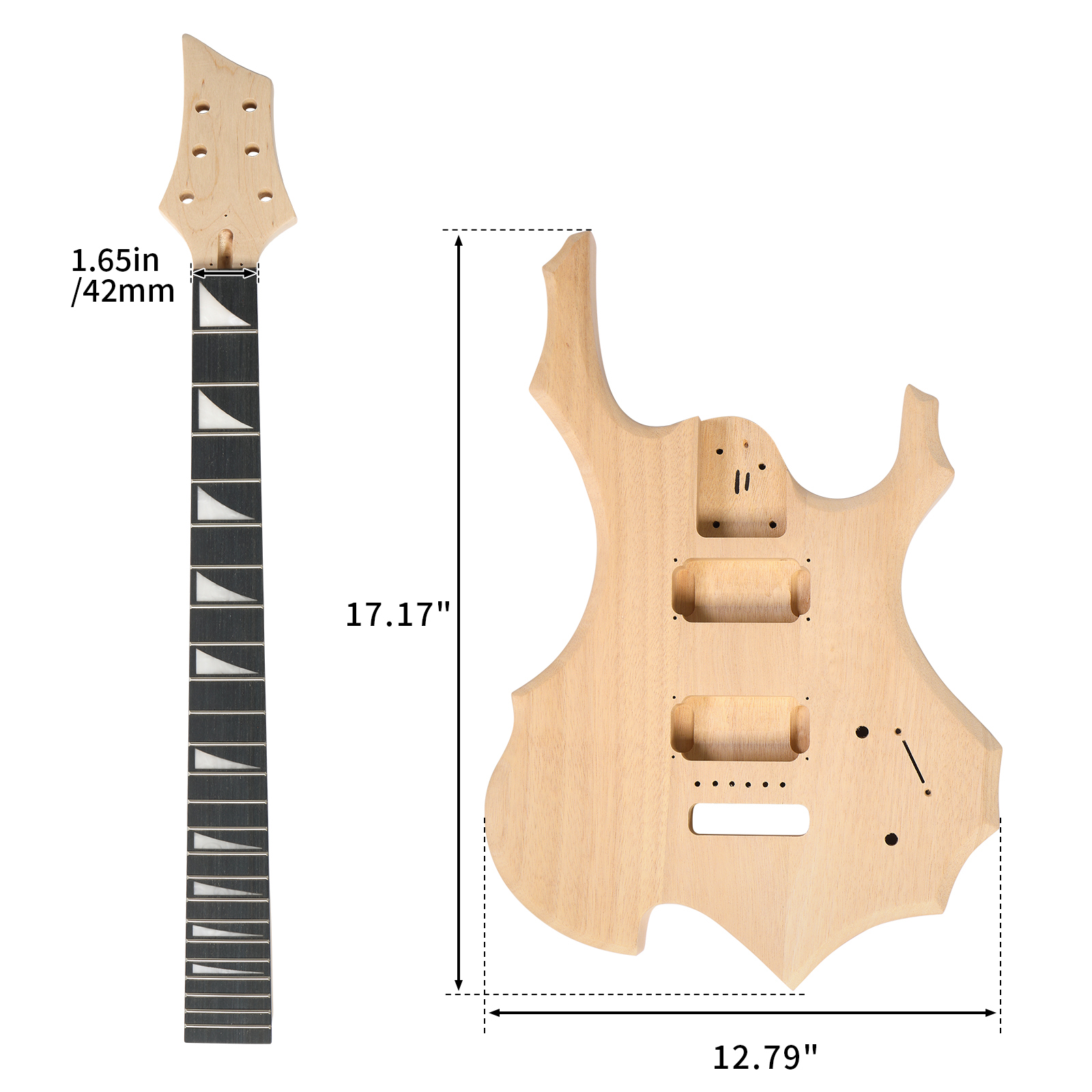 Ktaxon DIY 6 String Electric Guitar Kits Flame Shaped Style with Mahogany Body, Maple Neck and Accessories