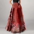 thumbnail image 2 of Women’s Floral Print Maxi Skirt High Waist A Line Floor Length Satin Skirt with Pockets Elegant Long Skirt for Formal Occasions Red L, 2 of 5