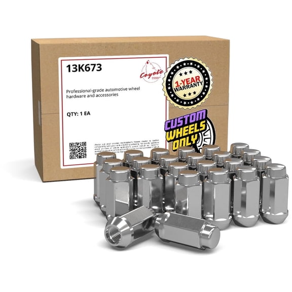 Wheel Accessories Parts 24 Pcs M14x2 Thread Bulge Acorn 2.00" Long Lug Nuts Chrome 7/8" Hex Fits Ford F-150 Expedition | Lincoln Navigator