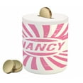 thumbnail image 1 of Nancy Piggy Bank, Popular Women`s Name Illustration with Retro Style Elements Pink and White, Ceramic Coin Bank Money Box for Cash Saving, 3.6" X 3.2", Pale Pink and White, by Ambesonne, 1 of 4