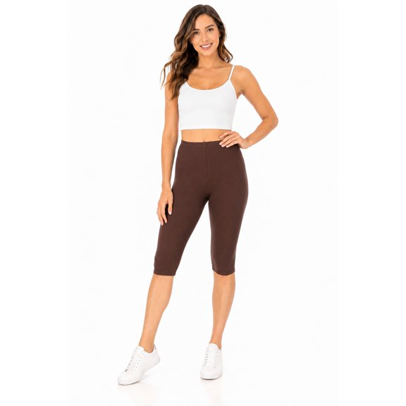 Women's Lightweight Solid Casual High Waist Running Yoga Daily Workout Capri Leggings