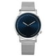 thumbnail image 1 of Reloj de pulsera de cuarzo plateado y verde azul para hombres y mujeres, elegante reloj de negocios minimalista, 1 of 3