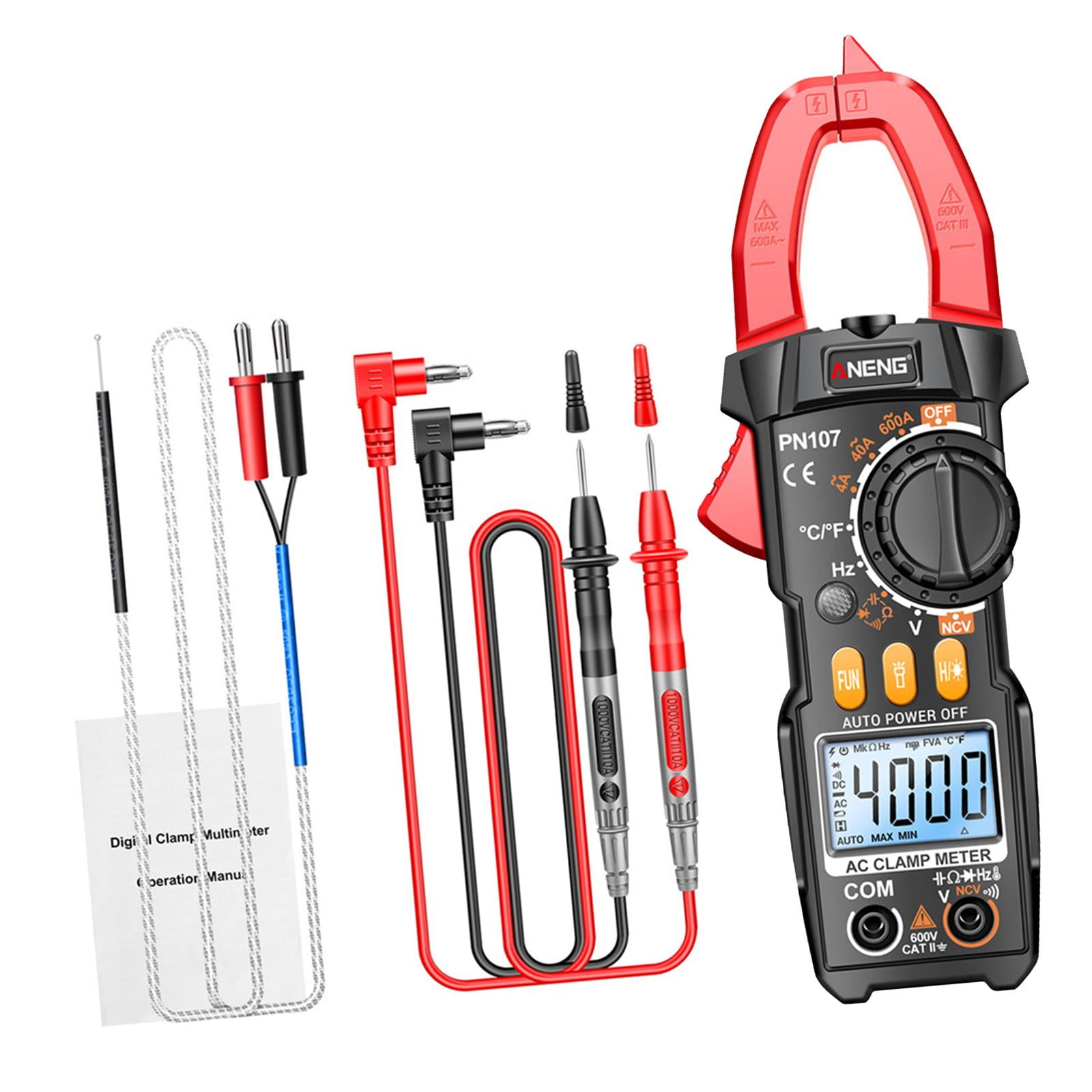 Miulika Clamp Meter Multimeter Easy Carrying Smart Tester Multifunction Sturdy Voltage Meter for Fuses Auto Circuit Troubleshooting , Red