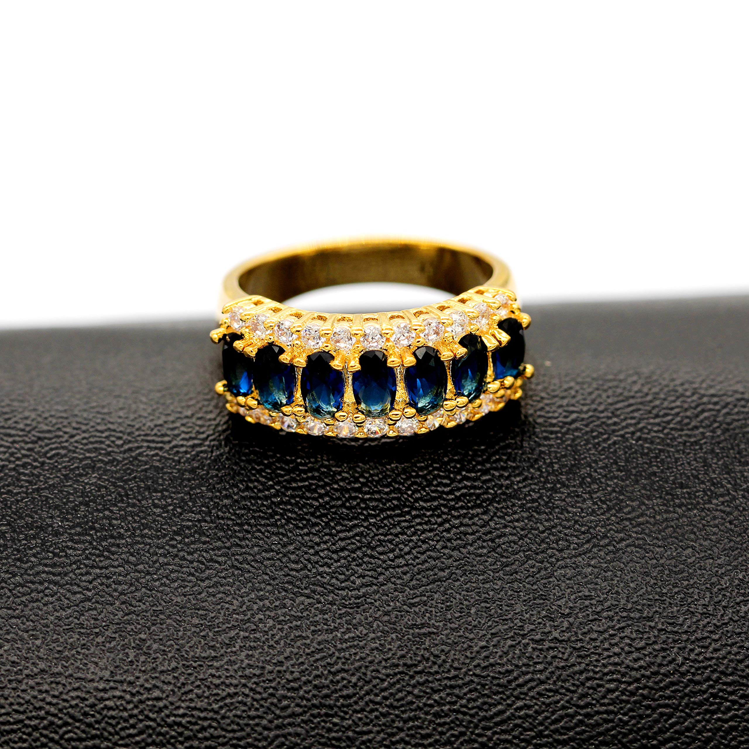 Uloveido Anello Eternity Con 7 Pietre Birthstone Per Mamma - Placcato Oro, Taglio Ovale, Metallo Non Prezioso, Colori Arcobaleno, Taglia O