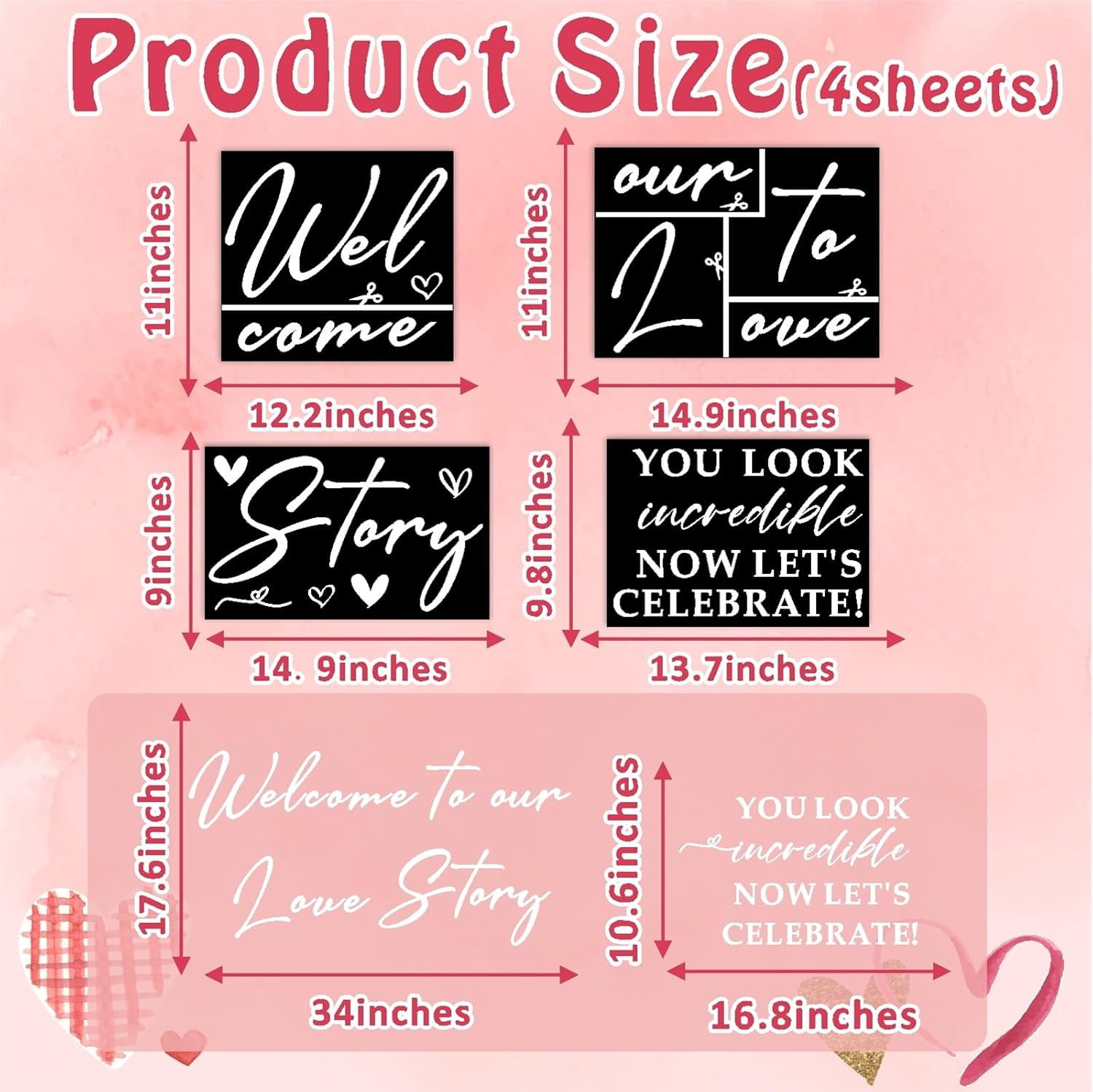 Wedding Welcome Signs Wedding Stickers for Mirror Glass Welcome to Our Weddings Vinyl Lettering Decal Signs Removable Our Love Story Signs Decals Marriage Signage Mr and Mrs Decal Reception Supplies