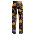 thumbnail image 5 of Halloween Lounge Pants for Women Pumpkin Print Stretch Comfy Elastic Waist Sleep Pants, 5 of 6