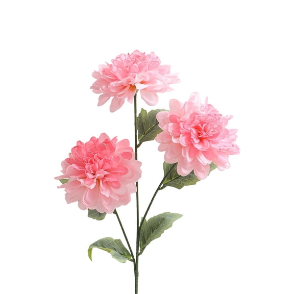 3 Heads Artificial Silk Dahlia Flowers, Faux Stems for Dining Table Centerpiece, Wedding Party Decor, in Pink, 25.20 x 1.97 inch