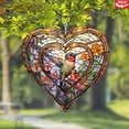 thumbnail image 2 of HELLOYOUNG 3D Metal Wind Spinner Hanging Heart Wind Chime for Outdoor, 360° Rotating Birds & Flowers Sculpture Garden Decor, Unique Balcony Art Ornament, Halloween Christmas Holiday Gift, 2 of 6