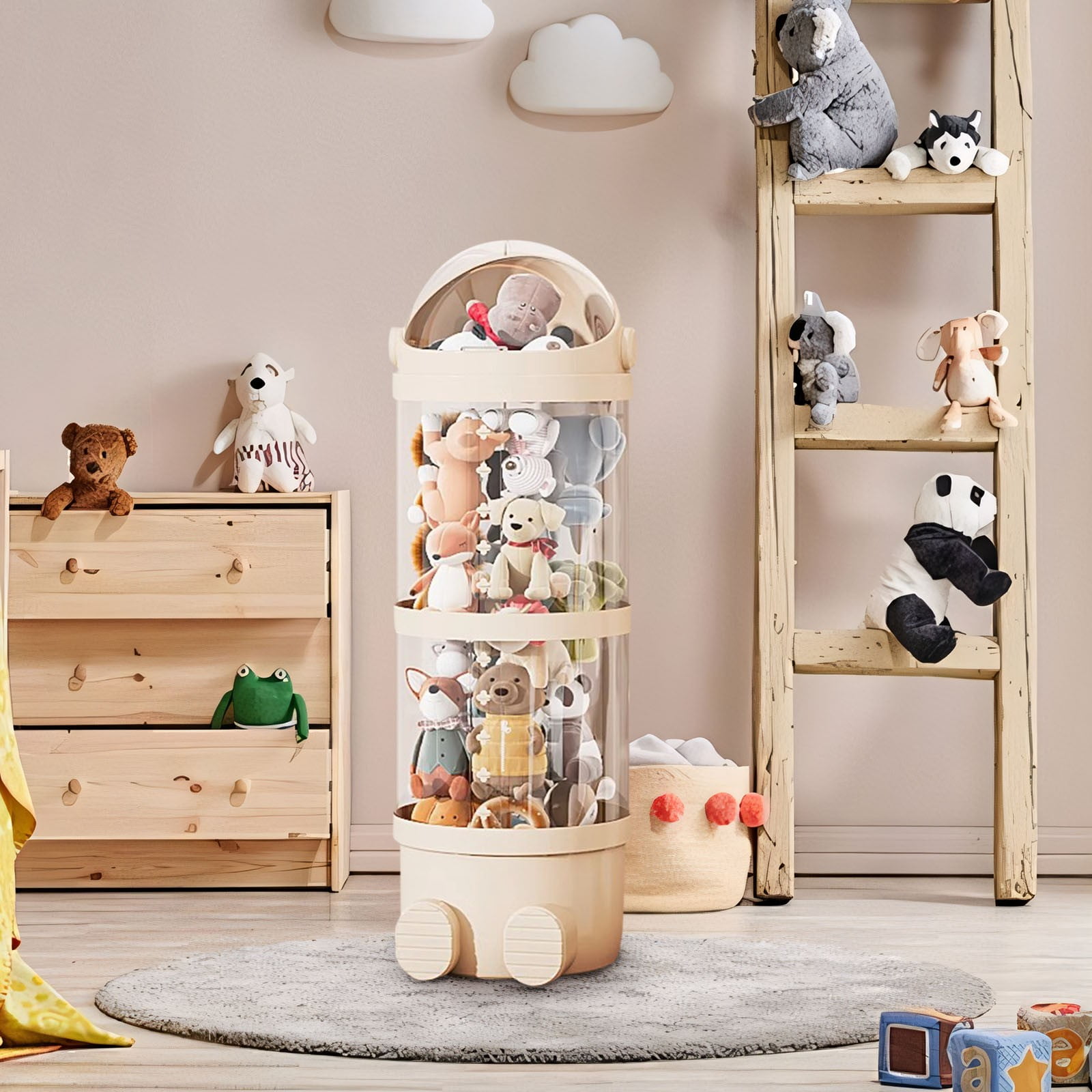 Mouliraty Vertical Toy Storage Tube Stuffed Animals Storage Tube Plushies Storage Stuffed Animals Organizer Tube Pet Transparent Bucket For Kids Toy OrganizerLarge Toy