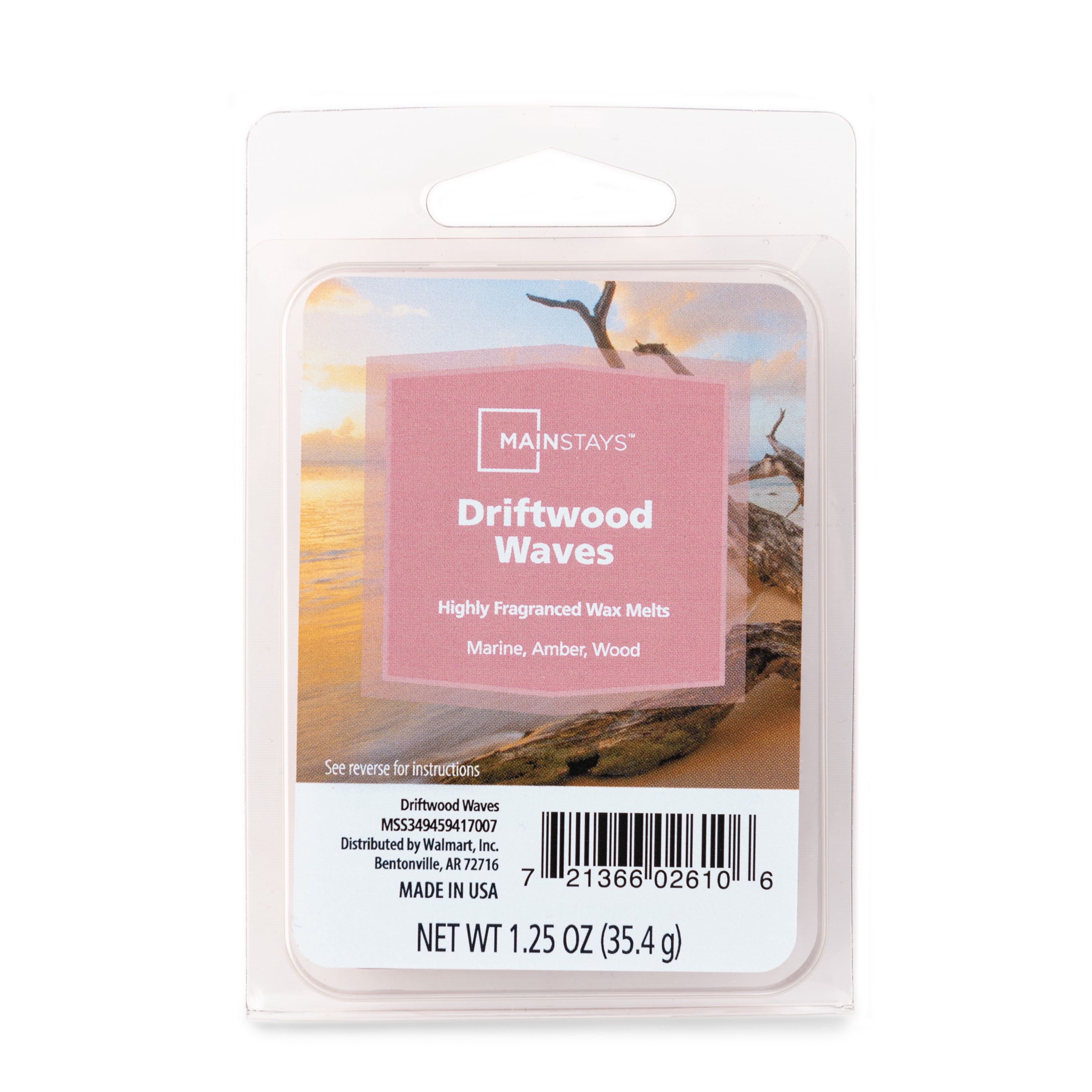 (6 pack) Mainstays 6 Cube Wax Melts, Driftwood Waves, 1.25 oz