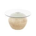 thumbnail image 6 of DecMode 30" x 18" Beige Resin Wide Coffee Table with Tempered Glass Tabletop, 1-Piece, 6 of 9