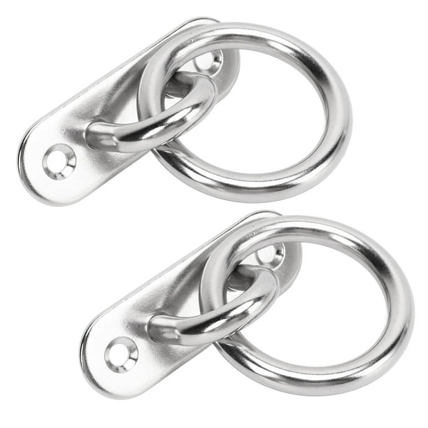 2pcs Stainless Steel Pad Eye Plate, Heavy Duty Pad Eye Plate With Round  Rings Screw In Hooks Hooks For Marine Hooks System Attachments 
