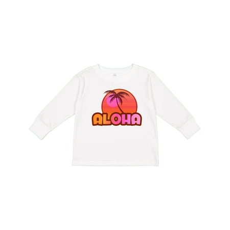 

Inktastic Pink Aloha Palm Gift Toddler Toddler Girl Long Sleeve T-Shirt