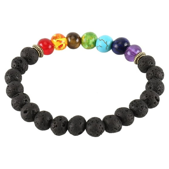 Harupink 7 Chakra Bracelet Crystal Stone Lava Healing Balance Beads Reiki Buddha Anxiety