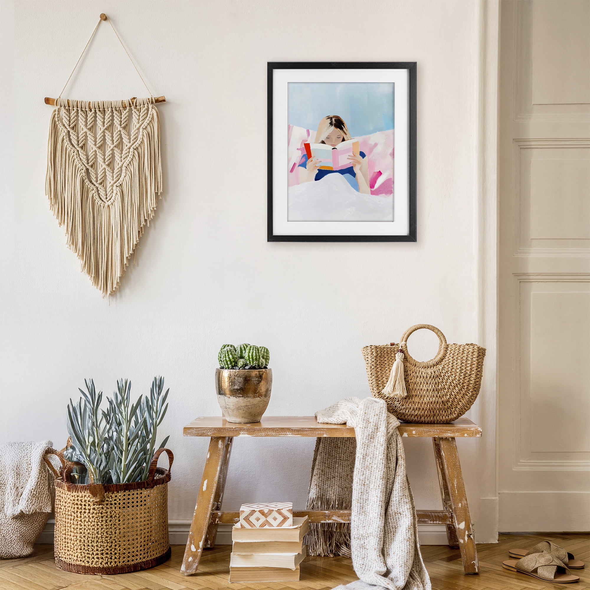 Stupell Industries Cozy Reading In Bed Black Framed Print Under Glass, design by The Prints Vibe
