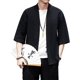 thumbnail image 3 of Chaquetas de kimono para hombre Cárdigan ligero casual mezclas de algodón lino siete mangas abrigo frontal abierto Outwear negro2xl oso de fresa Electrónica, 3 of 5