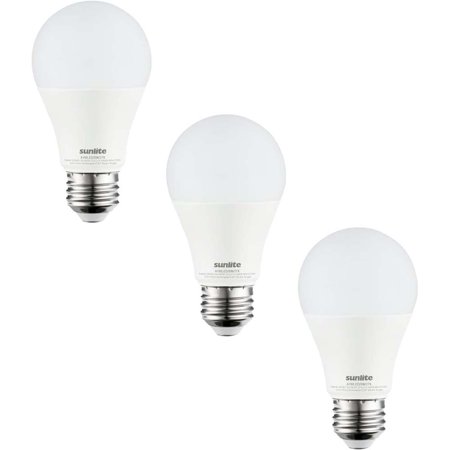 3Pk - Sunlite 9w A19 LED 4000K 800Lm Non-Dimmable Bulb - 60W Equiv