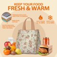 thumbnail image 5 of Pioneer Flower Floral Print Pattern Insulated Lunch Bag for Women & Adults,Large Portable Soft Cooler Lunch Bag,Thermal Food Storage Tote with Pearl Cotton,8.66L,8.75x5.75x9.5 Inch, 5 of 6