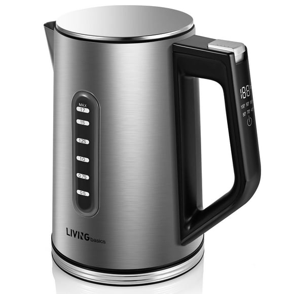 Stainless Steel Electric Kettles, 1.7L 1500W Fast Water Boiler with 6 Temperature Presets and Touch LCD Display,Auto Shut Off and Boil Dry Protection, 30min Keep Warm