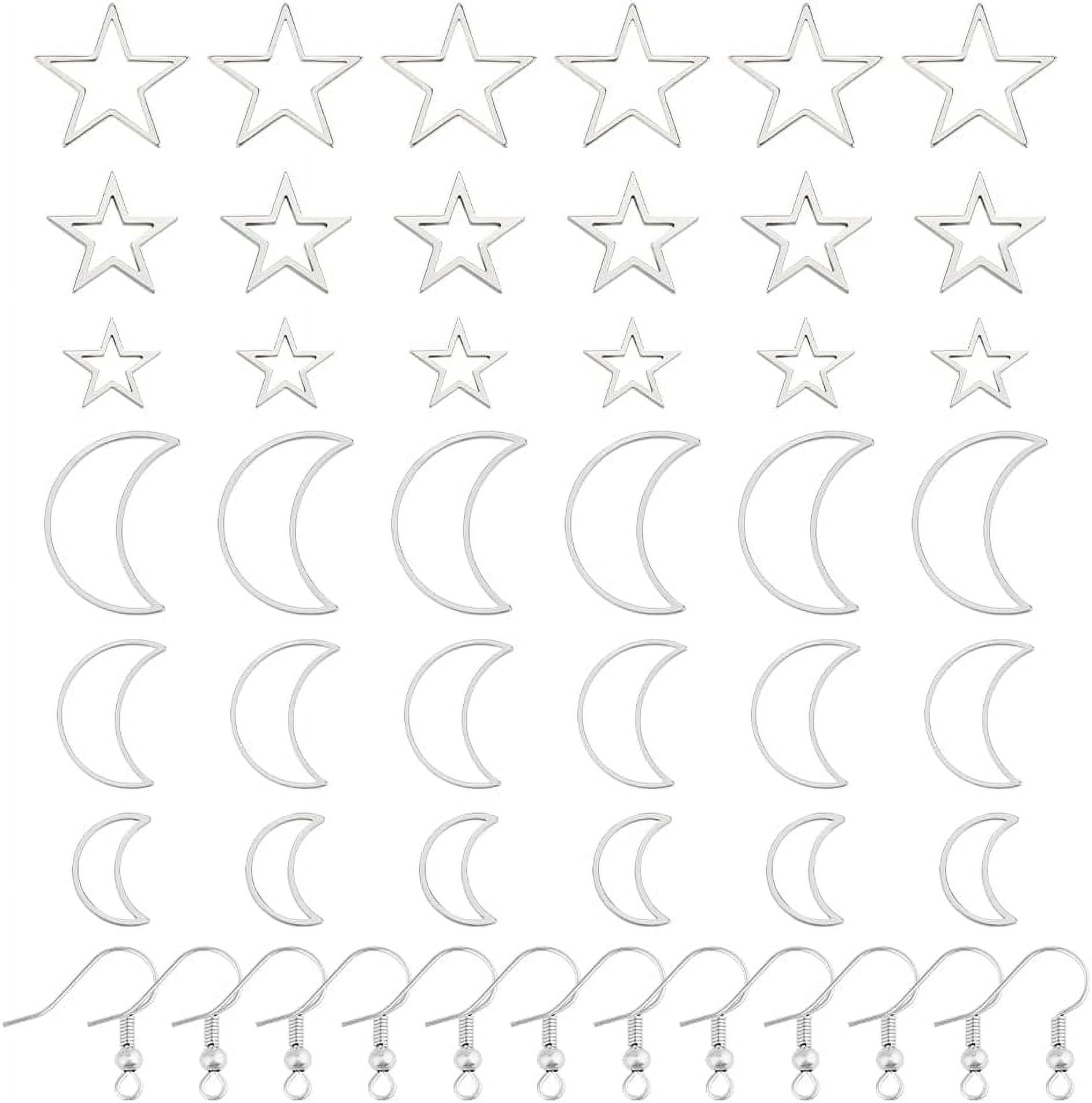 120pcs Earring Making Kit Star Moon Charms Linking Pendant Earring Beading Component Connectors Links Open Bulk Earring Hooks Jump Rings for DIY Jewellery Bracelet Making Necklaces Craft