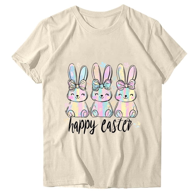Camisetas de Manga Larga de las Mujeres Pascua Impreso Suelto Cuello Redondo Camiseta de Manga Corta, Camisetas de Manga Larga para las Mujeres de Uso Diario Casual