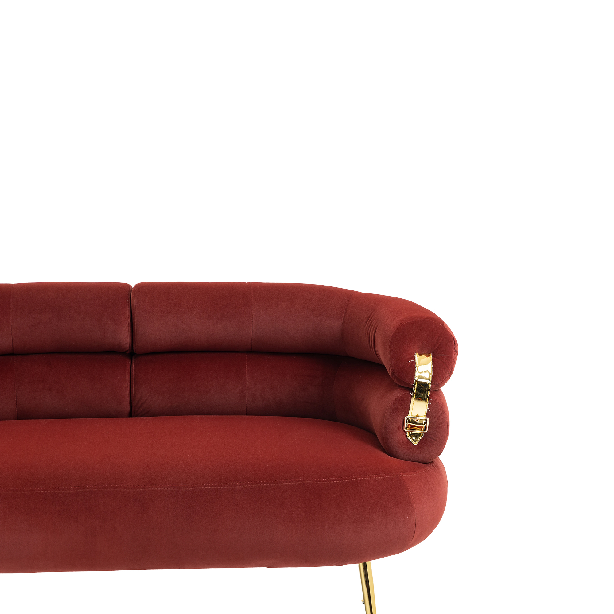 DEALTOPS Velvet Accent Chair Modern Upholstered Armchair with Metal Frame for Living Room-Wine Red