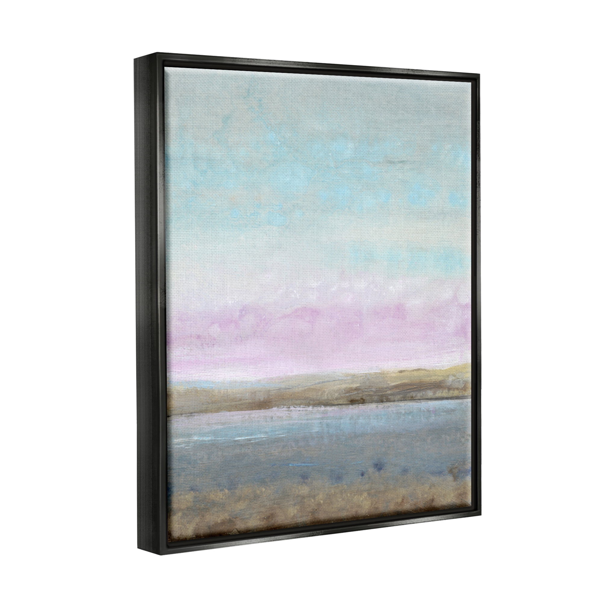 Stupell Industries Purple Sky Pond Nature Landscape Coastal Painting Black Floater Framed Art Print Wall Art