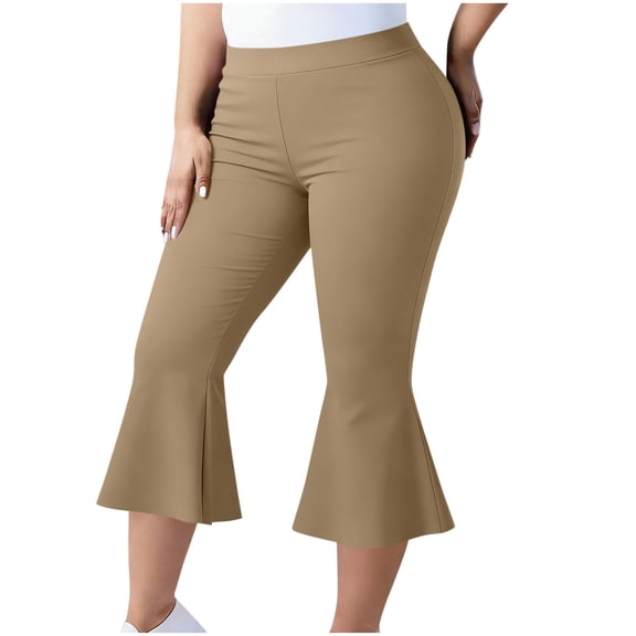 yillto Womens Plus Size Capri Pant High Waist Yoga Workout Cropped Pants for Ladies Athletic Leggings
