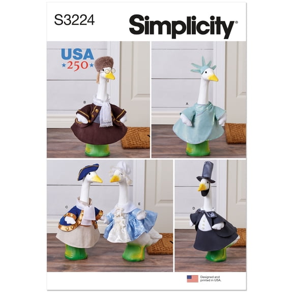Simplicity Sewing Pattern 3224 - America 250 Porch Geese Clothes, Size: OS (One Size)
