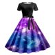thumbnail image 3 of Vestidos Casuales Para Mujer 派对 Vestido Casual de Verano Para Mujer, Cuello Redondo, Manga Corta, Cinturón Extraíble, Estampado de Galaxia, Vestido Casual, 3 of 3