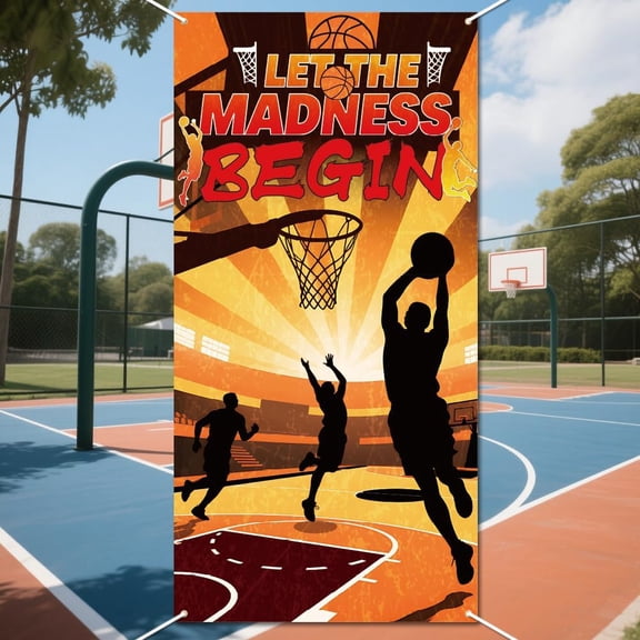 Basketball Party Decor Photo Door Banner 5.9x2.9ft Basketball Theme Photo Door Backdrop Props Decor Large Fabric Fun Sports Game Backdrop Birthday Party Background Supplies