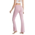 thumbnail image 7 of Women's Casual Yoga Pants V Crossover High Waisted Workout Bootcut Yoga Pantsm, Pink, M, 7 of 7