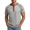 thumbnail image 2 of Henley Shirts for Men Summer Raglan Short Sleeve Color Block Casual Loose T-Shirts Lightweight Basic Tees, 2 of 5