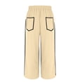 thumbnail image 5 of Delayuji Womens Capri Pants Casual Summer Baggy Wide Leg Pants Elactic Waist Barrel Pants Women With Pockets, 5 of 7