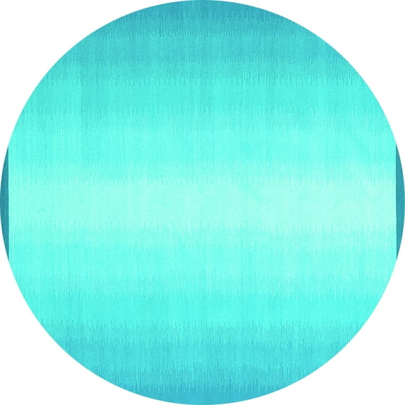 Ahgly Company Machine Washable Indoor Round Abstract Turquoise Blue Contemporary Area Rugs, 8' Round