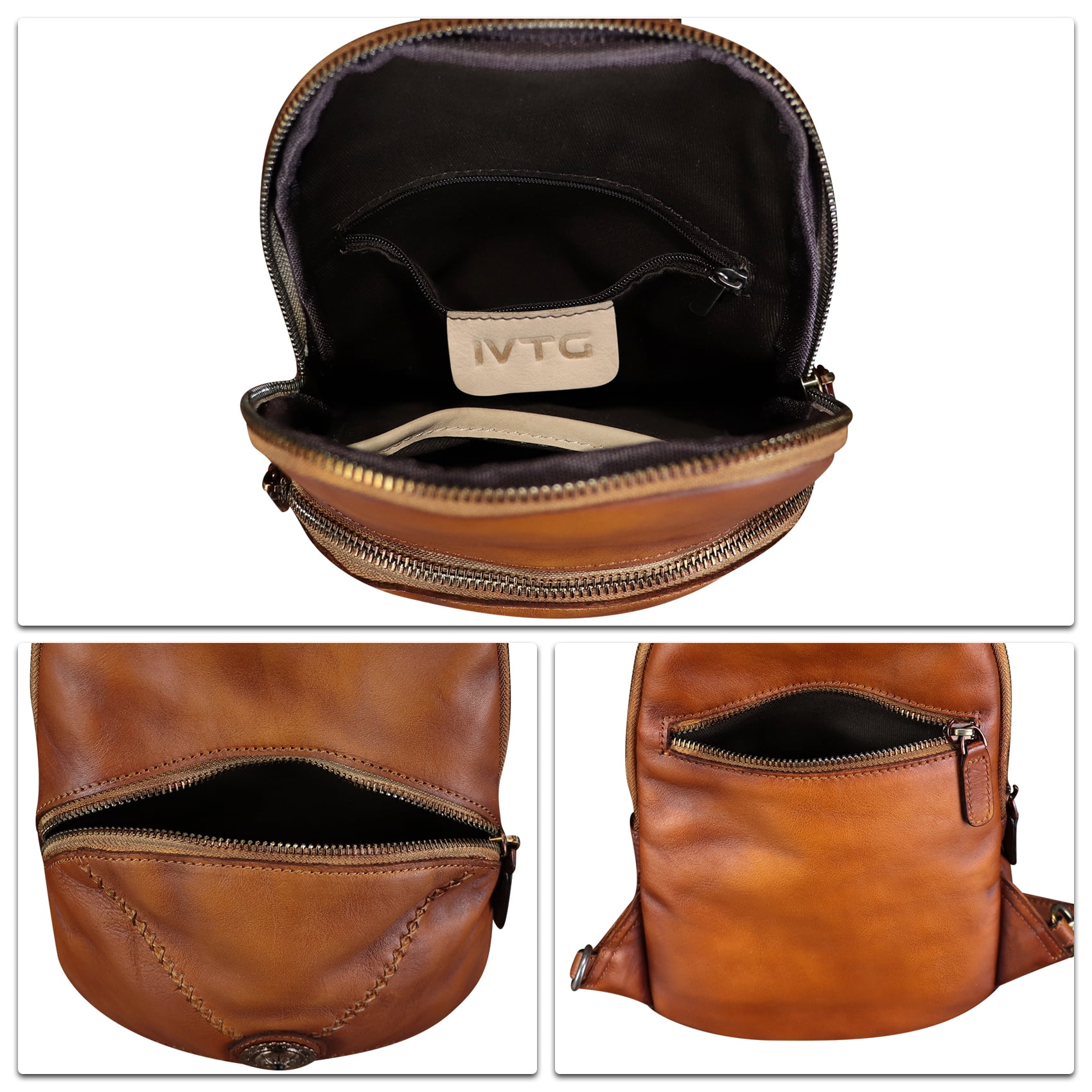 Genuine Leather Small Sling Bag for Women Men Sling Backpack Purse Crossbody Bag