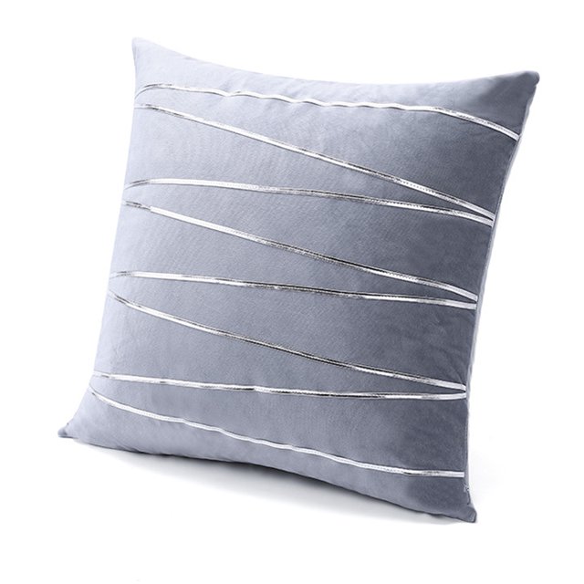 Funda de cojín, funda de cojín con borde plateado, almohada de viaje para oficina en casa, almohada cuadrada
