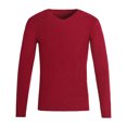 thumbnail image 1 of YDLCAFD Men V Neck Sweater Solid Color Jacquard V Neck Pullover Sweater, 1 of 5