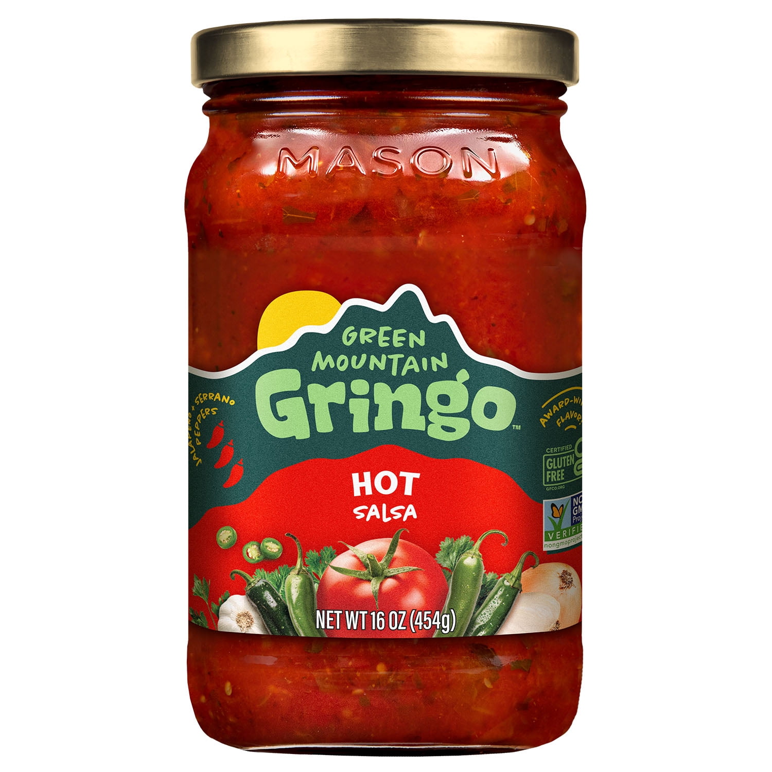 (2 pack) Green Mountain Gringo Fresh Packaged Hot Salsa, 16 oz