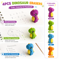 thumbnail image 4 of Under 1$ Erasers, 4Pcs Cute Soft Sliding Pencil Eraser Retractable Dinosaur-Shaped Erasers in Assorted Colors, Office Supplies, 4 of 6