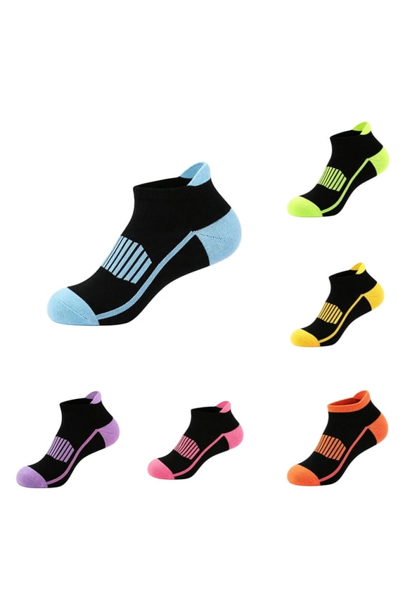 Ankle Socks for Men Women Thick Cushioned Wicking Odor Athletic Running Socks With Heel Tab Blue One Size