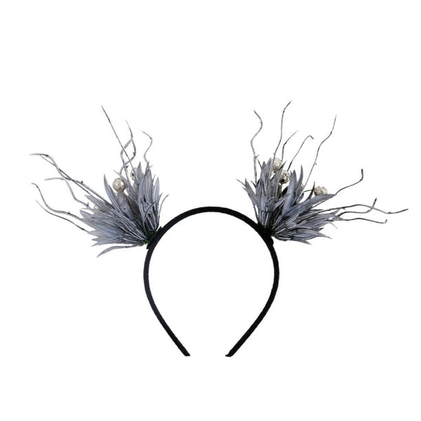 Puntoco Diadema con ramas de árbol, mariposas, hadas navideñas, brujas, ramas de árbol, astas, accesorio para cosplay de Halloween, accesorios para el cabello vintage, tocado gótico negro