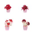 thumbnail image 2 of deevoka 4 Pieces Artificial Flowers Potted Fake Potted Plants for Housewarming Shelf Red, 2 of 9