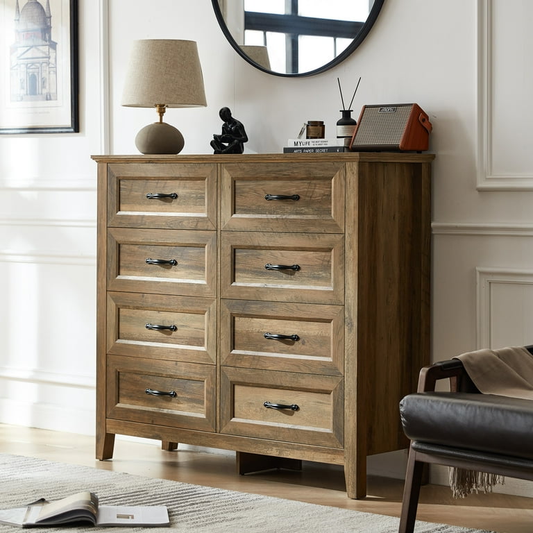 LINSY HOME Dresser for Bedroom, Long Dresser with 8 Drawers and Antique  Handles, Chest of Drawers for Living Room, Entryway and Hallway, Brown -  Walmart.com