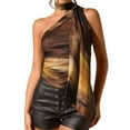 thumbnail image 3 of Women'S Leopard Print Tube Top Cheetah Print Top Ruched Strapless Mesh Halter Tops Contrast Prints M, 3 of 8