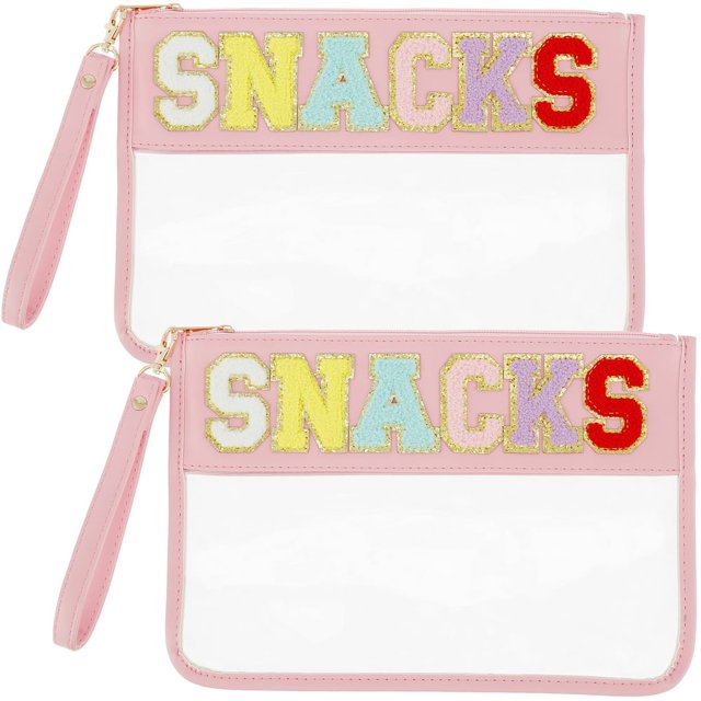 2 Pcs Trousse de Maquillage Transparente Imperméable Pochette à Collations Réutilisable Multi-Usage pour Voyage Plage Camping Magasinage