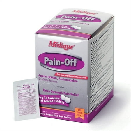 Pain-Off Extra Strength Tablets,Aspirin 250mg, Acetaminophen 250mg, Caffeine 65mg -Pack of 100 Tablets
